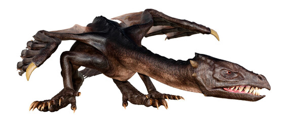 3D Rendering Fairy Tale Dragon on White