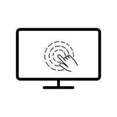 Touch screen monitor icon. Hand pointer symbol. Vector illustration.