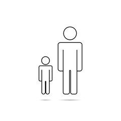 Parent and child. Father and son shoulder to shoulder. Father and son icon. Vector illustration.