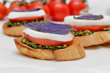 bruschetta with tomato and mozzarella