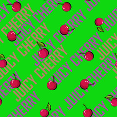 Vector pop art pattern with cherry berries