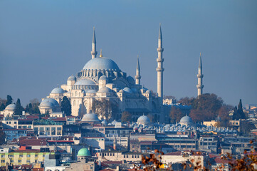 Fototapeta na wymiar The beautiful view on Suleymaniye Mosquei Istanbul, Turkey.