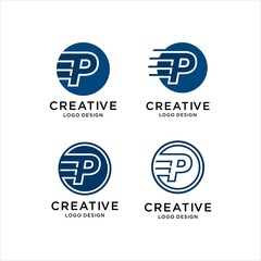abstract letter P logo design, with fast speed vector illustration