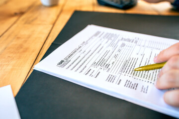 Closeup of U.S. Individual Income Tax Return 1040