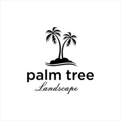 palm tree logo design, tropical island logo vector