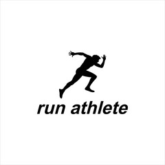 run sport athlete marathon logo design vector