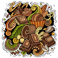 Chocolate hand drawn vector doodles illustration.
