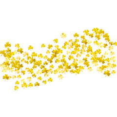 St patricks day background with shamrock. Lucky trefoil confetti. Glitter frame of clover leaves. Template for gift coupons, vouchers, ads, events. Greeting st patricks day backdrop.