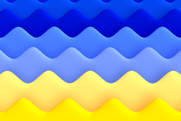 Bright gradient abstract background. Dimensional horizontal water and sand waves. 3D illustration.