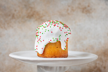 Easter holiday table decoration serving easter cake and eggs portion on the table healthy meal top view copy space for text food background rustic image