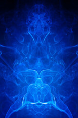 Blue smoke motion on black background.