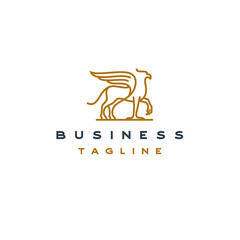 Line Art Hippogriff Logo Design Vector Template