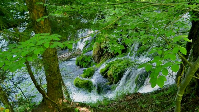Waterfall at Plitvice Lakes, National Park in Croatia, UNESCO world heritage
