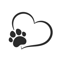 Vector design loves dogs. Heart, bone and floating dog feet for pet supplies stores.