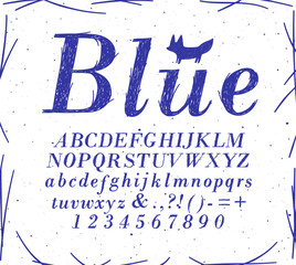 Font crosshatch pen line blue