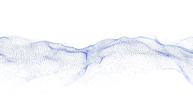 Big data stream. Abstract wave with moving dots. Flow of particles. Cyber technology illustration. 3d rendering.