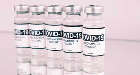 Covid-19 coronavirus vaccine on the white background