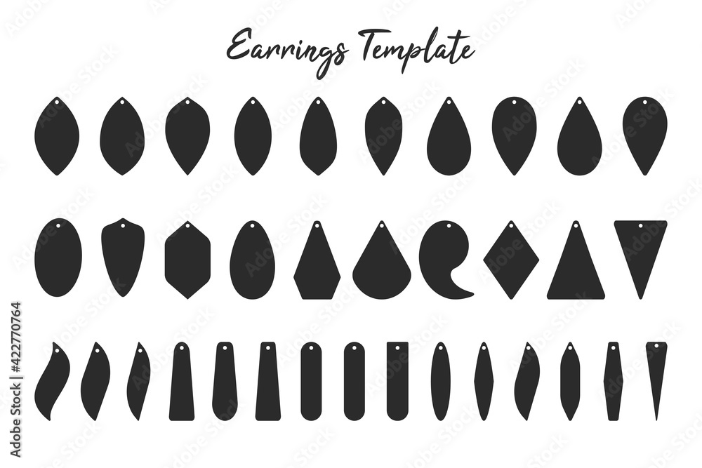 Wall mural Earring shape template Black shadow of earrings with circular hoops for cut out handmade earrings.