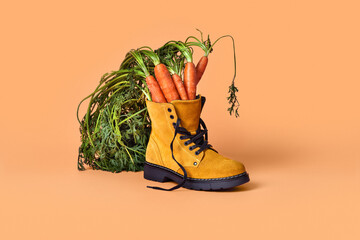 High boot with carrots sticking out