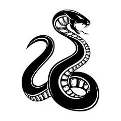 Illustration with angry snake icon on white background.