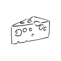 Piece of Cheese. a piece of cheese, vector sketch on a white background