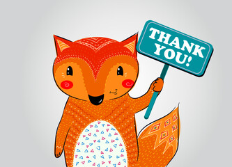Cute little fox thanks card