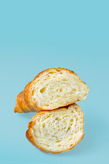 croissant sweet bun on colored background fresh dessert snack healthy meal top view copy space for text food background rustic