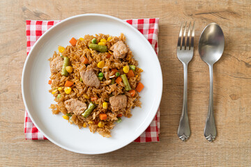pork fried rice on white plate