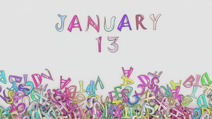January 13 date calendar birthday party ceremony use