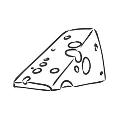 Piece of Cheese. a piece of cheese, vector sketch on a white background