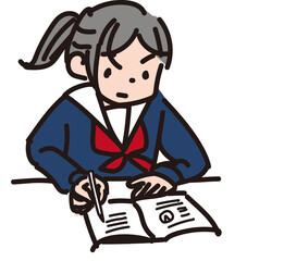 勉強を頑張る女の子のイラスト