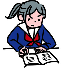勉強を頑張る女の子のイラスト