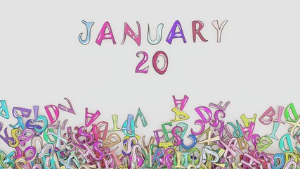 January 20 date calendar birthday party ceremony use
