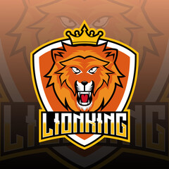 Lion king mascot logo esports design template illustration