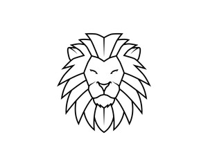 Obraz premium lion head line art vector logo icon 1