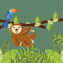 sloth parrot branch © djvstock