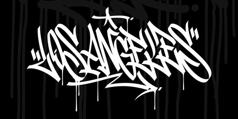 Los Angeles Abstract Hip Hop Urban Hand Written Graffiti Style Vector Illustration Art - obrazy, fototapety, plakaty