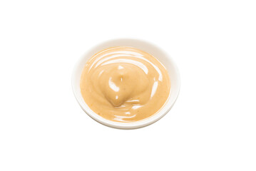 Mushroom sauce in a bowl isolated on white background.