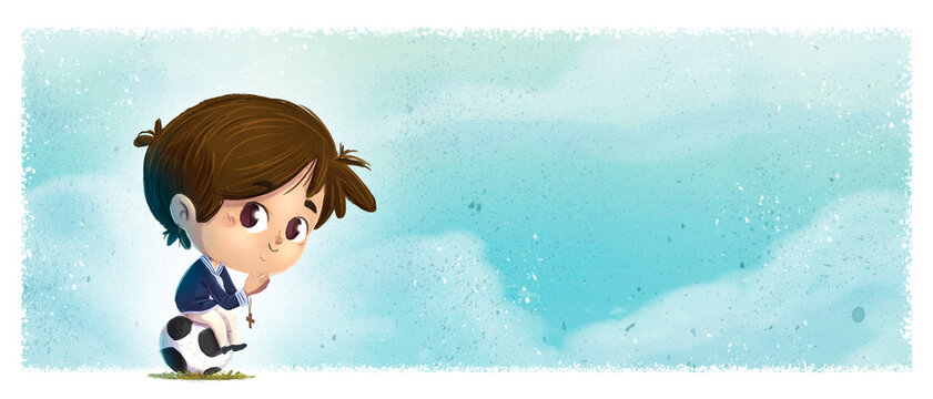 Invitation boy making communion with soccer ball