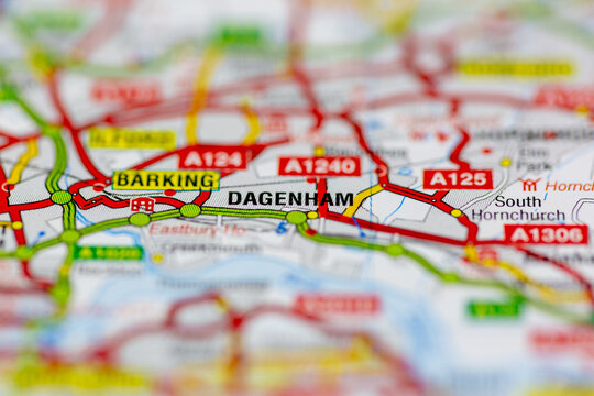 03-22-2021 Portsmouth, Hampshire, UK Dagenham Shown on a Geography map or road map