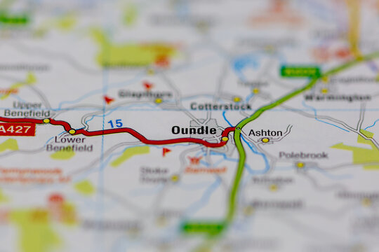 03-22-2021 Portsmouth, Hampshire, UK Oundle Shown on a Geography map or road map