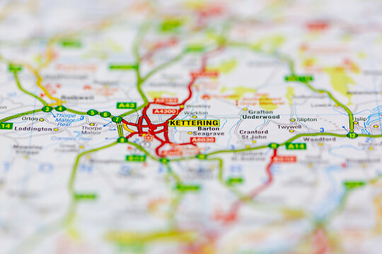 03-22-2021 Portsmouth, Hampshire, UK Kettering Shown on a Geography map or road map