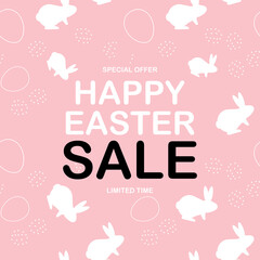 Happy Easter sale poster template. Template for advertising, easter flyer, greeting card. Vector Illustration