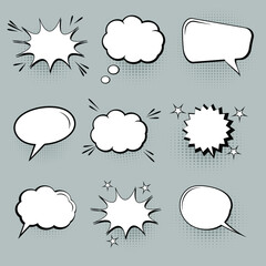 Collection of empty comic speech bubbles . Pop art style. Vector