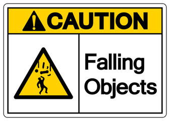 Caution Falling Objects Symbol, Vector Illustration, Isolated On White Background Label. EPS10