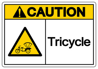 Caution Tricycle Symbol Sign,Vector Illustration, Isolate On White Background Label. EPS10