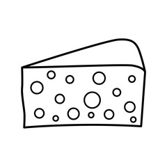 Piece of cheese line. Big beautiful triangle piece of hard cheese for recipes. Vector illustrations for websites, culinary magazines and blogs.