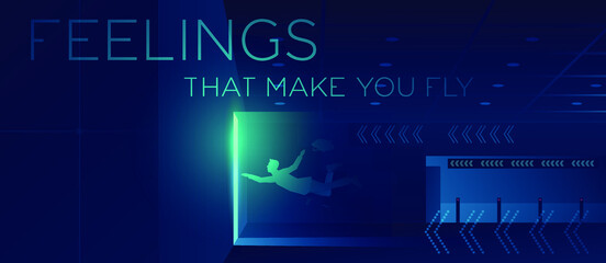 Businessman flies at the airport. Airport waiting room