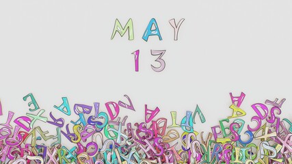 May 13 calendar puzzled month birthday date use