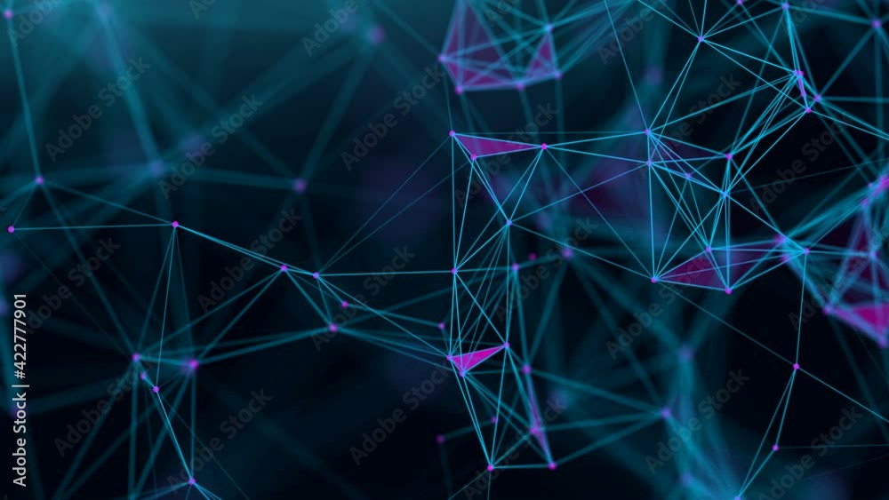 Poster blue network connection animation concept. seamless loop technology wave. analytics ai cloud big dat